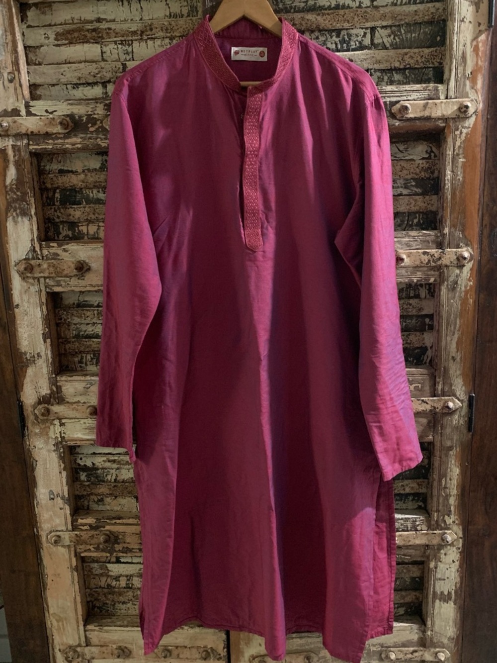 Men's Netplay Long Sleeve Kurta, Magenta, Ethnic Wear, Festival, Bollywood, XL